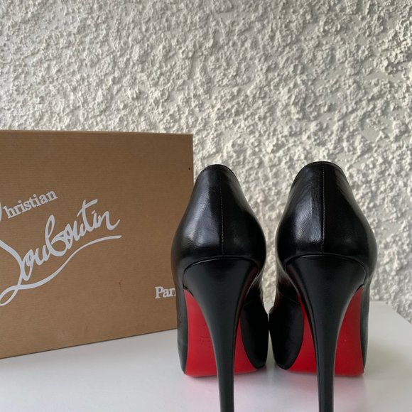 Christian Louboutin Leather Pumps / Calf Leather Peep Toe Stilettos Sz 37 - Picture 6 of 10